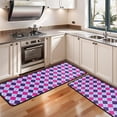 thumbnail image 3 of Kitchen Rugs Sets Of 2,Pink Purple Checkered Pattern Anti Fatigue Kitchen Mat Rugs Non Slip Washable,Decorative Kitchen Floor Mats for Kitchen,Sink,Laundry,17"x47"+17"x47", 3 of 5