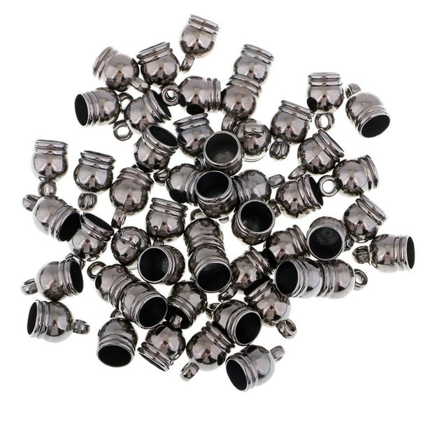 50 Pedazos De Los De Los Extremos De Los Talones Del Tapón Del Cordón De 8 Cuero Craft Collar - Gris negro, 10x14mm Sunnimix Tapas del extremo del cordón