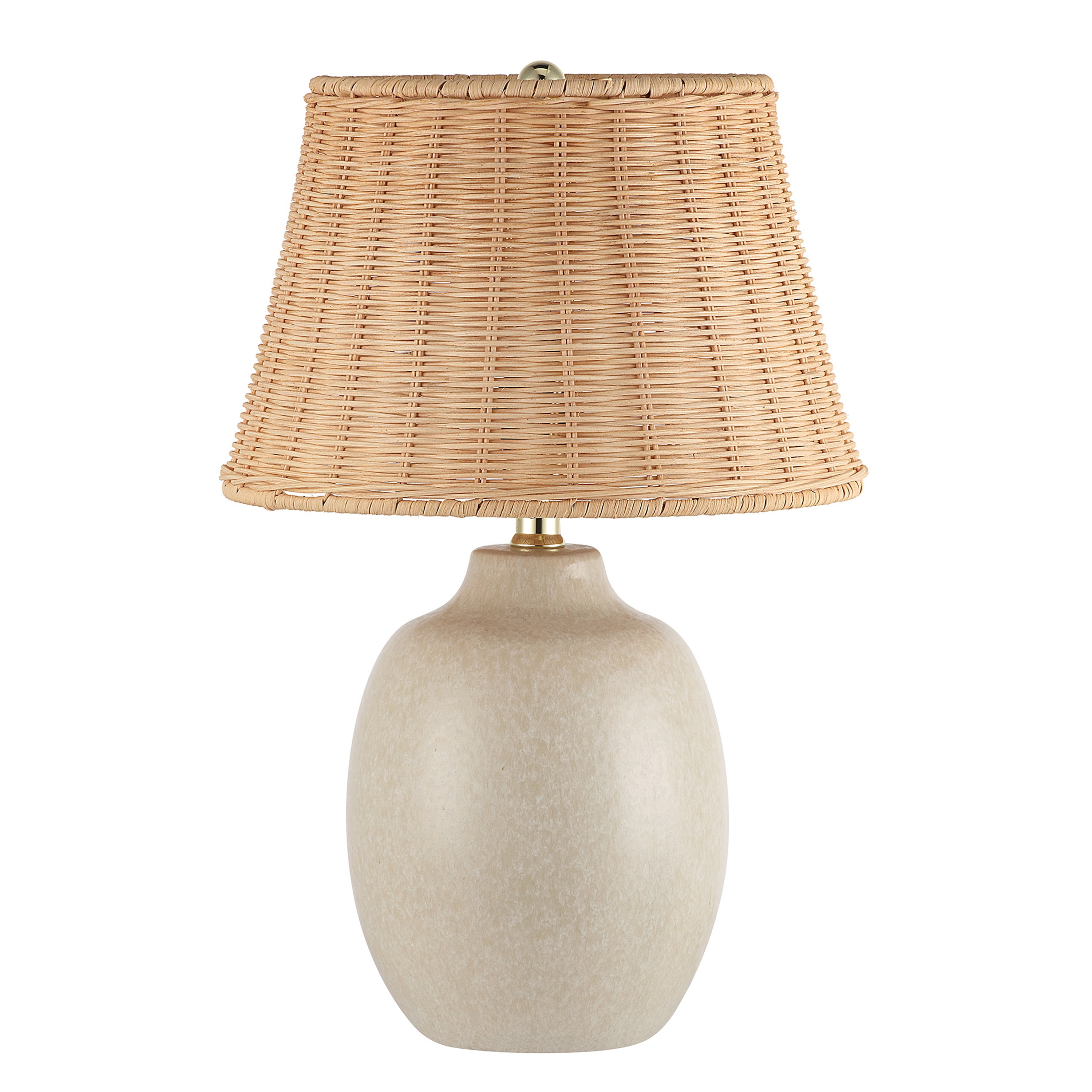 Better Homes & Gardens Cream Ceramic Table Lamp with Rattan Shade, 18 Inches