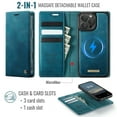 thumbnail image 2 of ShellTech for iPhone 17 Magnetic Detachable Wallet Case Card Holder & Cash Slot, Compatible with Magsafe Vintage PU Leather Flip RFID Blocking Kickstand Magnetic Closure Shockproof,Green, 2 of 13