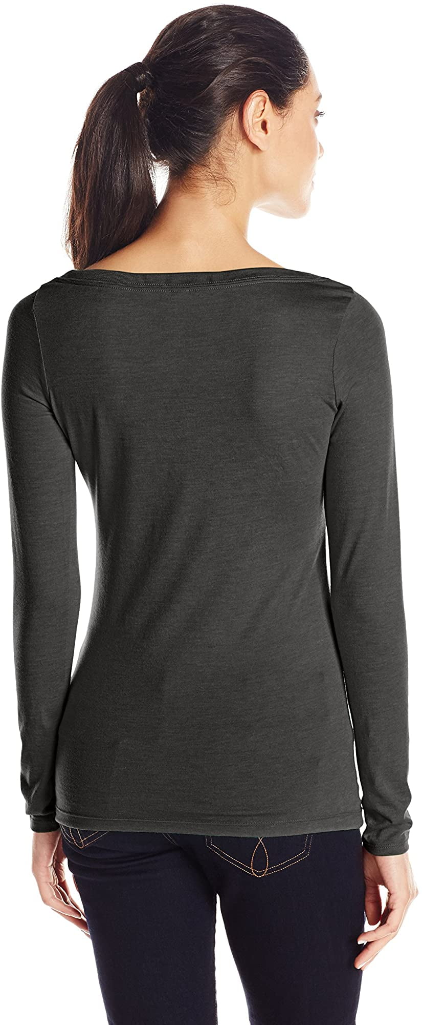 Clementine Apparel Long Sleeve T Shirts Easy Tag Scoop Neck Triblend Stretch Undershirts Tees 6731