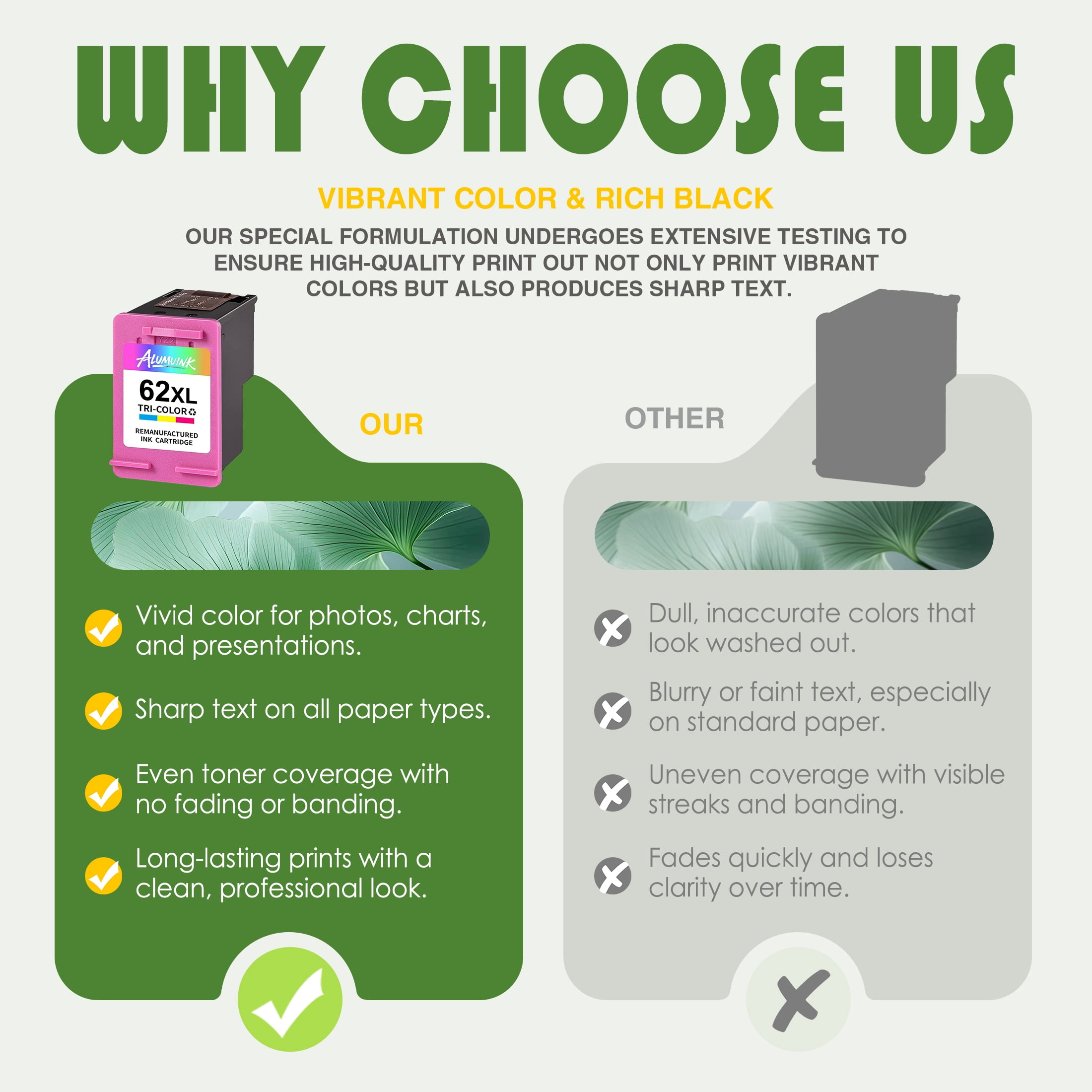 62XL Ink Cartridges Compatible for 62 Ink Compatible for Envy 7640 Officejet 5745 Printer.