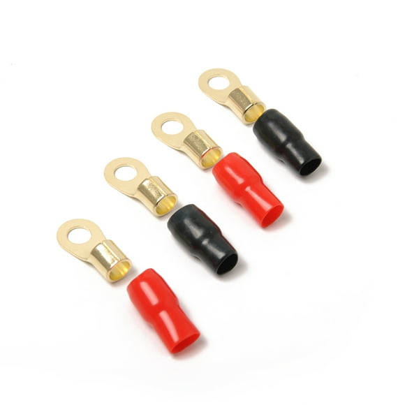 WHAMVOX 2 Pairs Electric Wire Connectors Copper Gold Plated Heat Shrink Insulated Wire Terminal Connectors Red Black