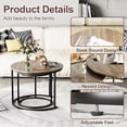 thumbnail image 3 of Nesting Coffee Table Round Side Table Set of 2 End Tables for Living Room Bedroom Balcony, Wooden Stacking Accent Coffee Tables with Metal Frame, 3 of 6