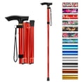 thumbnail image 1 of Bastón plegable Supregear, ajustable en 5 niveles de altura, ligero, plegable, portátil, de viaje, con correa de muñeca y mango en T, para personas mayores, discapacitadas, hombres y mujeres, color ro, 1 of 5