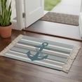 thumbnail image 2 of Area Rug with Tassels 2' x 3', Haze Blue Ocean Anchor Kitchen Runner Rug for Hallway Bedroom Throw Rugs, Coastal Gray White Stripe Soft Door Mat for Bathroom Entrance Living Room, 2 of 9