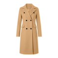 thumbnail image 4 of Women's Double Breasted Wool Blend Coat, Notch Lapel Trench Coat, Warm Winter Overcoat, Classic Long Coat, Fall Winter Pea Coat, Elegant Outerwear, Thick Tweed Jacket Khaki, 4 of 4