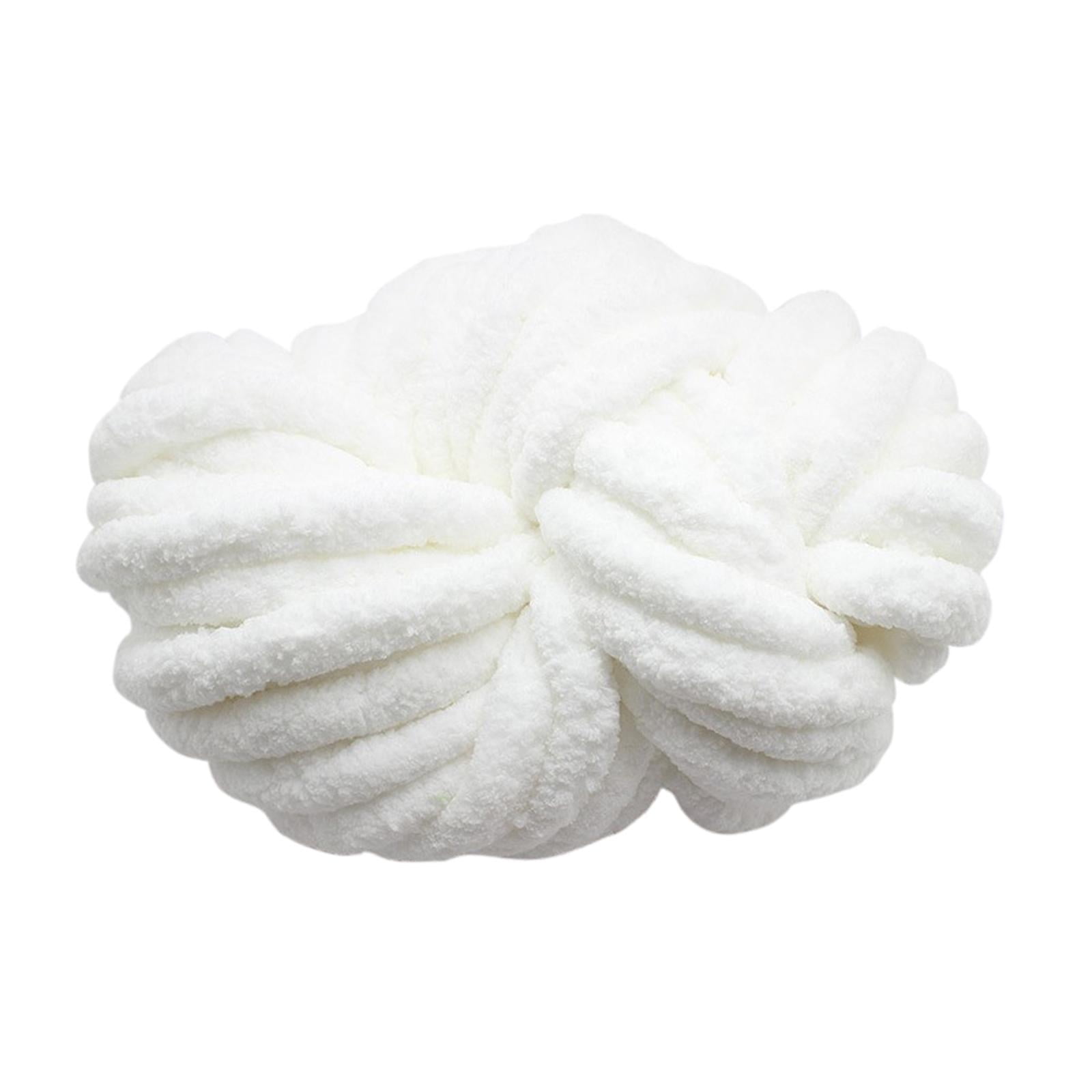 Abbraccia Chunky Chenille Yarn for Crocheting, Bulky Thick Yarn for Knitting,Super Bulky Chunky Yarn for Hand Knitting Blanket Pure White