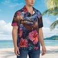 thumbnail image 3 of Sikiie Realistic Flower Turtle Print Men's Hawaiian Shirt, Summer Beach Button Pocket Short Sleeve T-Shirt,XX-Large, 3 of 7