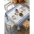thumbnail image 6 of Abstract Geometric Blue Stripe Table Cloth, White Backdrop Waterproof Tablecloth for Square Tables, Reusable Washable Fabric Table Cover for Restaurant Kitchen Dining Tables 60"x60", 6 of 6