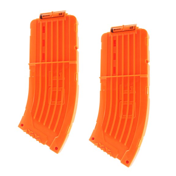 BOROLA 10 Darts Curved Magazine Quick Reload Clip Compatible for Nerf Elite (Orange, 2Pcs)