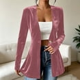 thumbnail image 2 of Yyeselk Women Open Front Velour Cardigan Coat Long Sleeve Button Down Tunic Blazer Cardigans Slim Fit Trendy Elegant Outerwear Pink XXL, 2 of 6