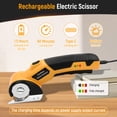 thumbnail image 4 of Cordless Electric Scissors, 4V Rechargeable Cardboard Cutter with LED Light ＆ Safety Lock for Fabric, Carpet, Leather, Plastic... (Yellow), 4 of 9