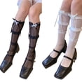 thumbnail image 3 of Milue Summer Womens Japanese Style Ribbon Bows Tie Stockings Mesh Lace Striped Socks, 3 of 20