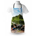 thumbnail image 3 of Hunting Apron Fishing Tackle on a Pontoon Lake in the Woods Trees and Greenery Freshwater Hobby, Unisex Kitchen Bib Apron with Adjustable Neck for Cooking Baking Gardening, Multicolor, by Ambesonne, 3 of 3