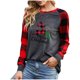 thumbnail image 1 of Sudaderas Navideñas Para Mujer Tops de Empalme A Cuadros Blusa de Manga Larga Con Cuello Redondo Blusa de Moda Odeerbi  ODB205723, 1 of 6