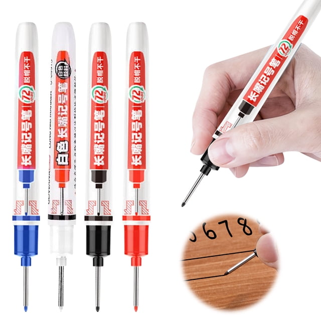 Vaidha Permanent Markers Carpenter Ink Marker Pens Upgrade Colorful Carpenter Pen Construction Markers Marking Tool For Bathroom Woodworking 4 Color 3ml