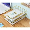 thumbnail image 2 of Stackable Paper Tray For Home & Office, Glossy Sturdy Letter Tray Desk Organizers With Multiple Compartments (Gold), 2 of 5