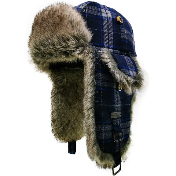 HEYANN Winter Trapper Hat,Wool Faux Fur Aviator Ski Trapper Trooper Pilot Snow Eskimo Hat with Ear Flaps for Men & Women