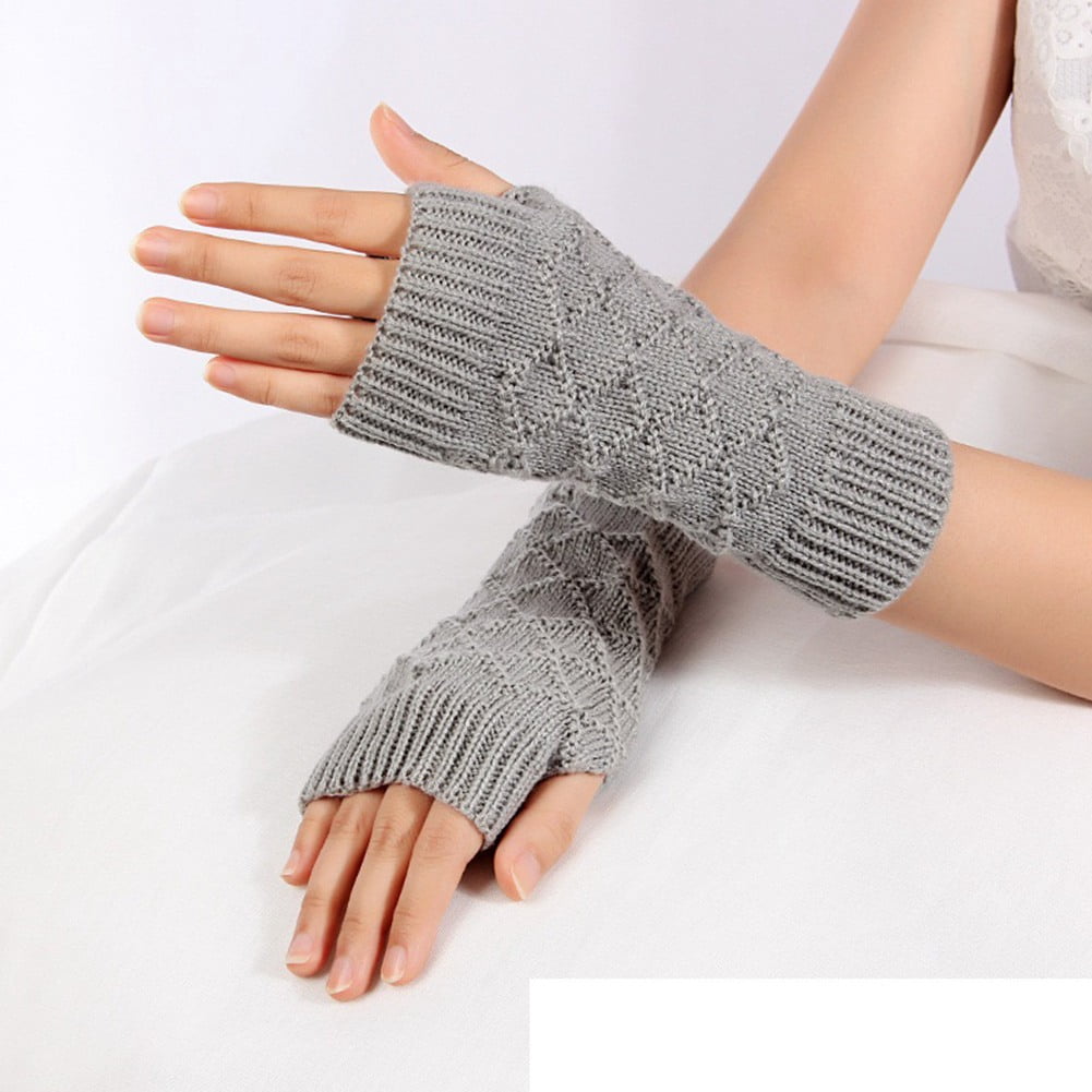 Solid Winter Gloves Women Knitted Fingerless Ladies Gloves Walmart