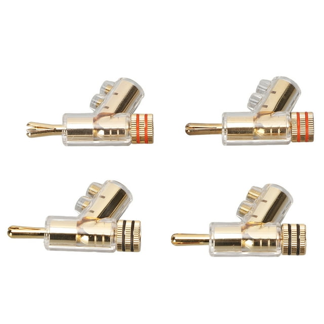Locking Stacking Banana Plug, Locking Banana Connectors Contact 24K Gold Plated BA1403 4pcs For Speakers