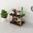 thumbnail image 4 of Organizador de mostrador de baño FsyueYun, tocador de 2 niveles, dorado y negro, 4 of 6