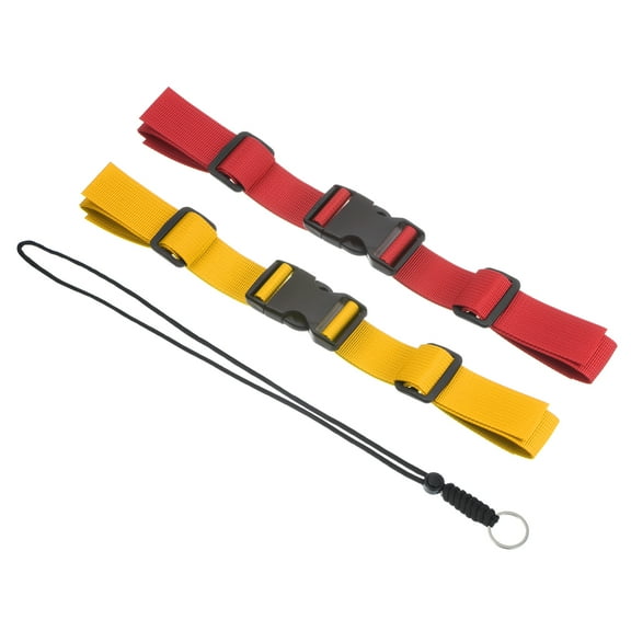 Uxcell Backpack Chest Strap, Webbing Adjustable Replacement Strap with Quick-Release Buckle & Lanyard, Yellow/Red 2 Pcs