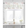 thumbnail image 2 of Pink White Floral Linen Curtain Valance for Bedroom/Bathroom/Kitchen/Living/Dining Room Window,Rose Flower Spring Botanical Watercolor Pocket Topper Drapes Decorative Cafe Drapery Panel 42"x18", 2 of 6