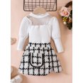 thumbnail image 2 of Wassery Kids Girl 2 Piece Skirt Outfit Toddler Girl Long Sleeve Mesh Patchwork Tops and Elastic Plaid A-Line Skirt Set 6M 12M 18M 24M 3T 4T Baby Girls Fall Clothes, 2 of 9