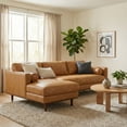 thumbnail image 3 of Simpli Home Morrison Mid Century Left Sectional 102 inch Wide Sofa Sectional in Sienna Genuine Leather, 3 of 16
