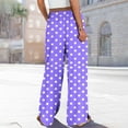 thumbnail image 3 of Plebaso Palazzo Pants for Women Casual Drawstring Wide Leg Pants Womens Flowy Summer Trousers with Pockets, 3 of 7