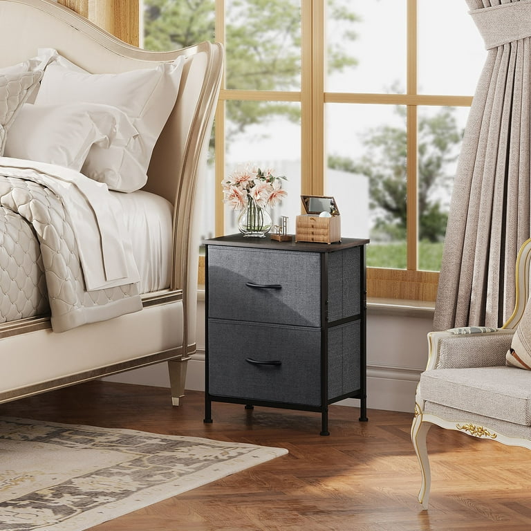 GALAXHERO Nightstand Set of 2 with 2 Drawers, Small Bedroom Dresser and End Table with Fabric Bins for Closet, College Dorm, Dark Grey - Walmart.com GALAXHERO Nightstand Set of 2 with 2 Drawers, Small Bedroom Dresser and End Table with Fabric Bins for Closet, College Dorm, Dark Grey - Walmart.com