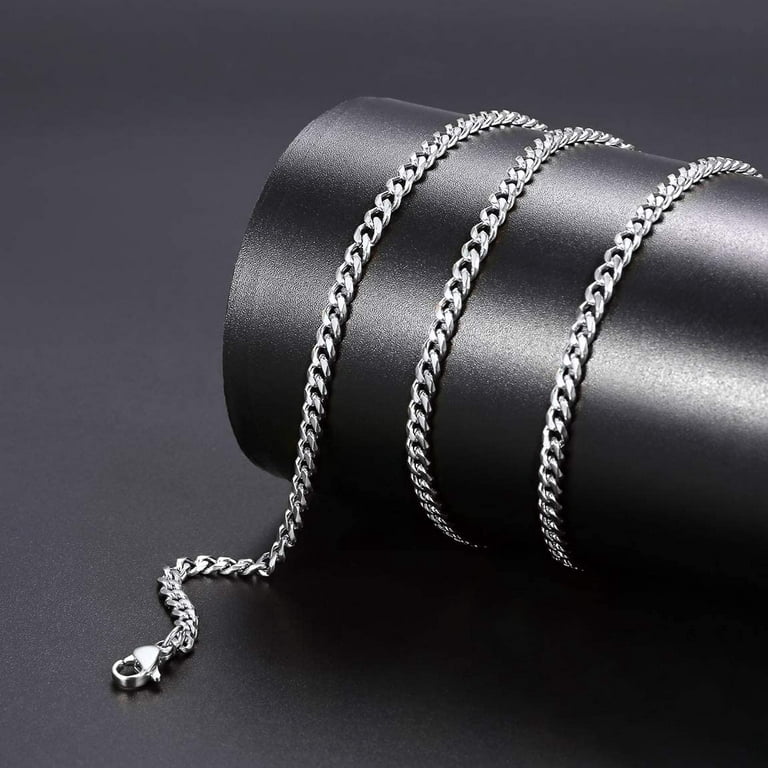 Men Women, bulk silver tone necklace chains for jewelry making, Figaro  chain, snake chain, Cuban link chain, rope chain. in 2023