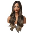 thumbnail image 1 of Pelucas europeas y americanas, cabello largo y rizado para mujer, ondas grandes, temperamento gradual, cabello medio rizado, fibra de seda de alta temperatura, 24 pulgadas al día, 1 of 5