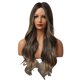 thumbnail image 1 of Pelucas europeas y americanas, cabello largo y rizado para mujer, ondas grandes, temperamento gradual, cabello medio rizado, fibra de seda de alta temperatura, 24 pulgadas al día, 1 of 5