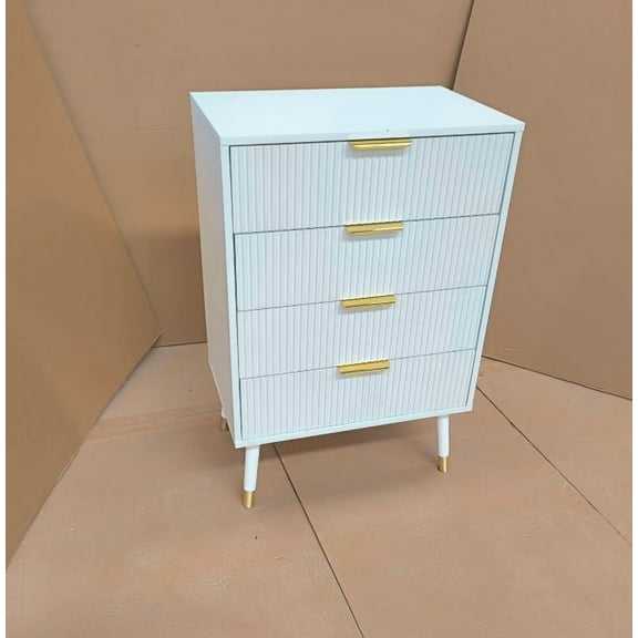 Zzistar 4 Drawer Dresser with Storage, 35"x 23.6"x 15.4"Chest of Drawers with Metal Handles, Modern Minimalist Nightstand with Metal Legs, Organizer Cabinet for Living Room