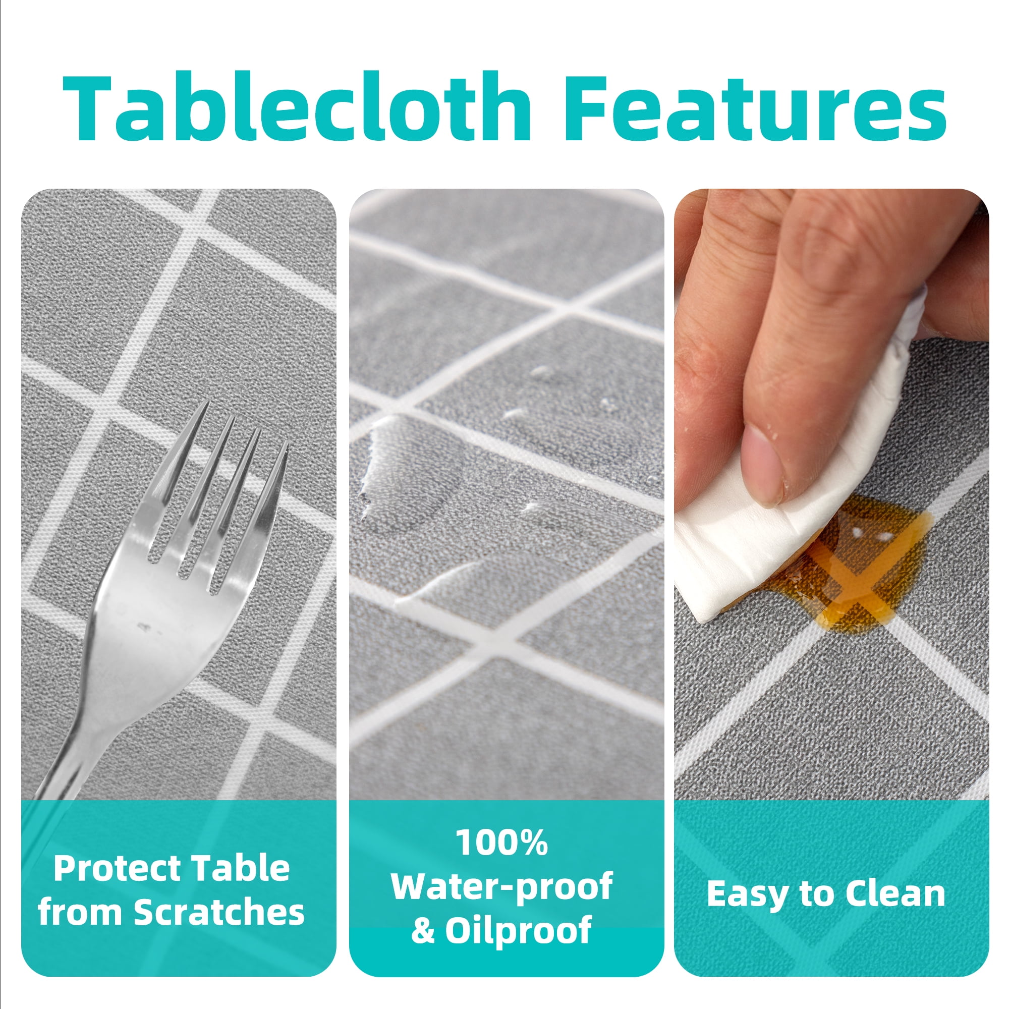 Ray Star Vinyl Party Tablecloths 60x102 Spring Tablecloth Plastic Picnic Outdoor and Camping Waterproof Oilcloth Table Cover for Rectangle Tables