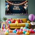 thumbnail image 2 of Colorful Balloons Happy Birthday Banner Decorative Background Celebration Prop for Birthday Party Indoor Event Photo Shoot, 2 of 8