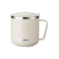 thumbnail image 3 of Tazas de café de acero inoxidable con tapa y asa, taza de café reutilizable con aislamiento térmico, taza de agua del té para barbacoa, pesca, viaje, Beige Soledad Taza de café, 3 of 9