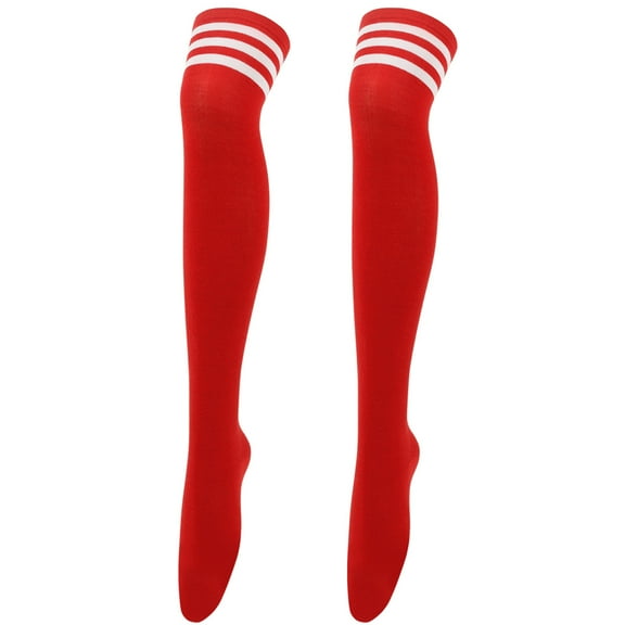 Namzi 1 Pairs Over Knee Socks Knee-High Socks High Thigh Boot Stockings Women Knee Highs Socks for Girl Cosplay, Daily Wear,Red