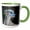 Green/White, variant on 3drose, Portrait of a Whippet, 11oz Two-tone Green Mug