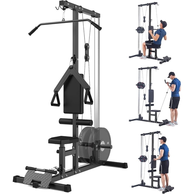 Bingirl LAT Wall - Mounted Pull - down Machine: 400 lbs Dual Pulley System, 20 Height Adjustments for Full - Body Home Gym Workout