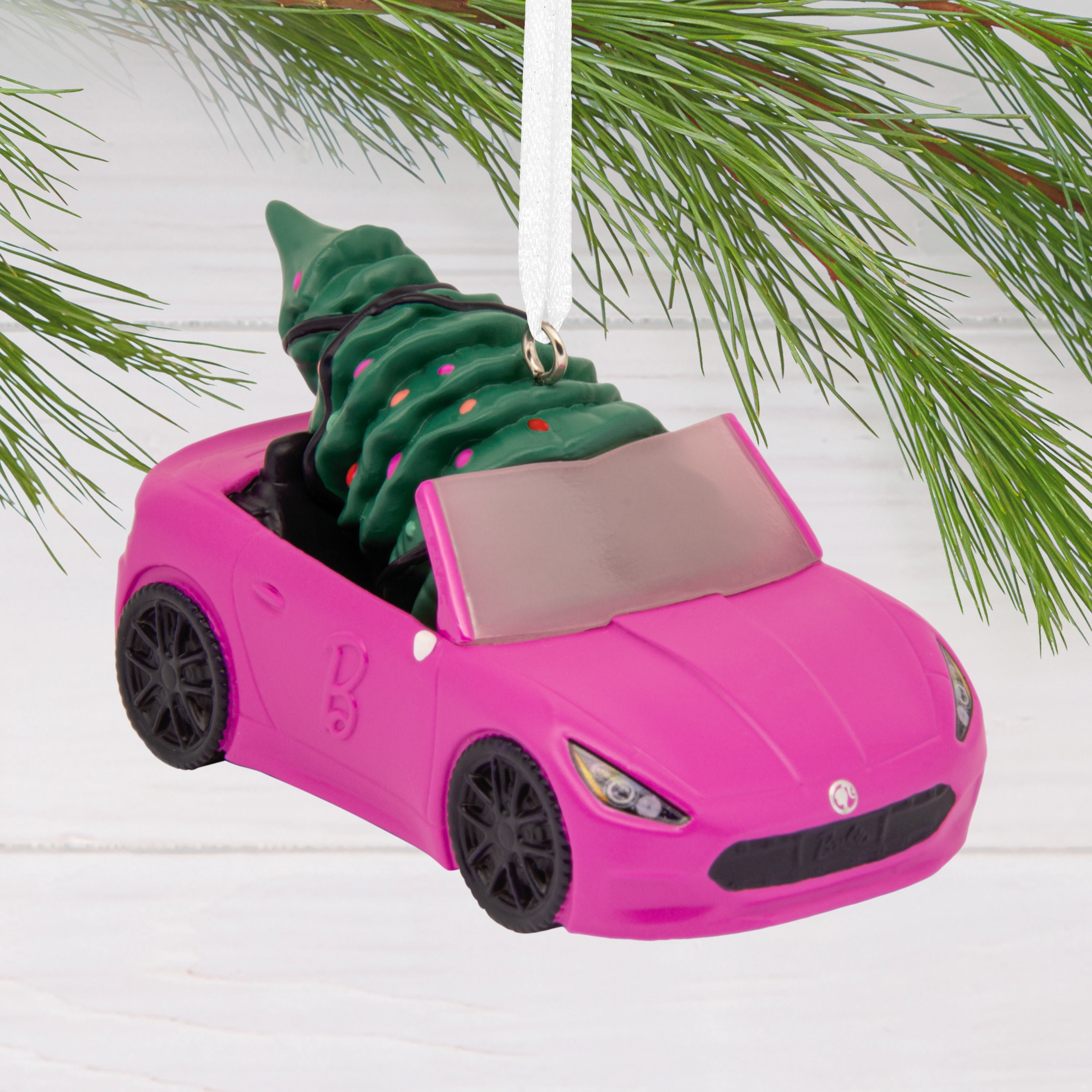 Hallmark Christmas Ornament (Barbie Car With Tree), 1 Count