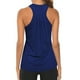 thumbnail image 2 of Camiseta deportiva Prolriy para mujer, estilo deportivo, con espalda cruzada, plisada, para yoga, color azul oscuro, talla XL, 2 of 4