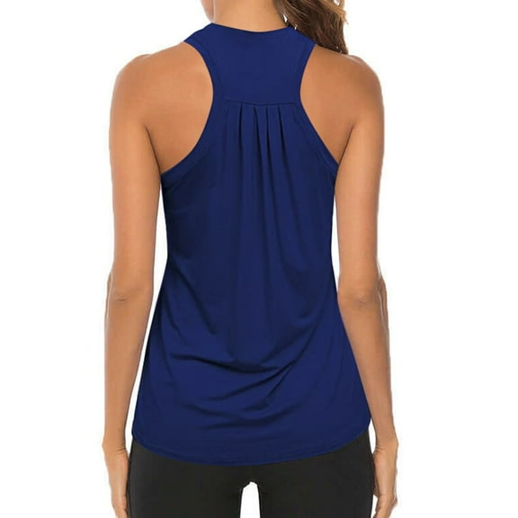 Blue Young Adult Tops Women Workout Yoga Pleated Gym Shirts Athletic Racerback Tank Tops Plus Size Tops for Women