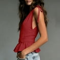 thumbnail image 4 of Favoffer Women's Linen Peplum Blouse V Neck Sleeveless Shoulder Tie Relaxed Fit Summer Daily Vacation Leisure Casual Shirt, 4 of 6