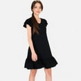 thumbnail image 6 of Women's Ruffle Sleeve V-Neck Dress with Tiered Hem and Relaxed Fit - X Large, Black, 6 of 7