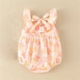 thumbnail image 4 of Utlike Baby Girls Bodysuits Floral Pattern Ruffle Sleeveless Back Lacing Romper Summer Climbing Clothes Athletic Fit Playsuits For Size 0 Months-3 Months, 4 of 9