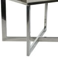 thumbnail image 6 of DecMode Gray Leather Cowhide Living Room Stool with Silver Stainless Steel Base, 20" x 16" x 19", 6 of 13