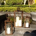 thumbnail image 5 of Set of 3 12/15/19 inch Metal Lanterns with Tempered Glass (Rose Gold), 5 of 6